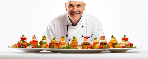 Kucharz prezentujący danie na blacie